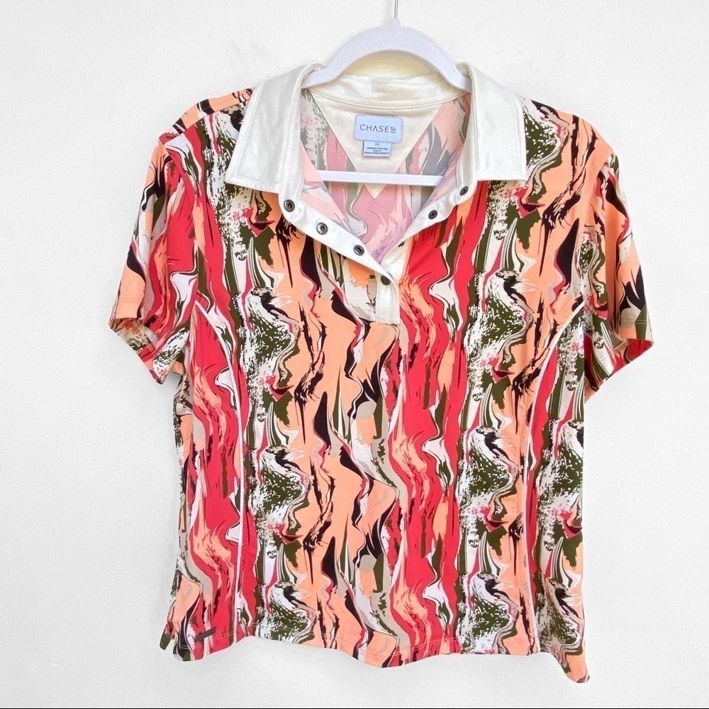 Chase 54 Abstract Print Golf Shirt Size XL